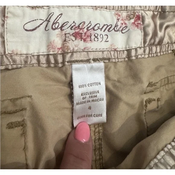 Vtg Abercrombie & Fitch Cargo Military Distressed Y2K Tan Pants Woman’s 4 - Picture 7 of 13